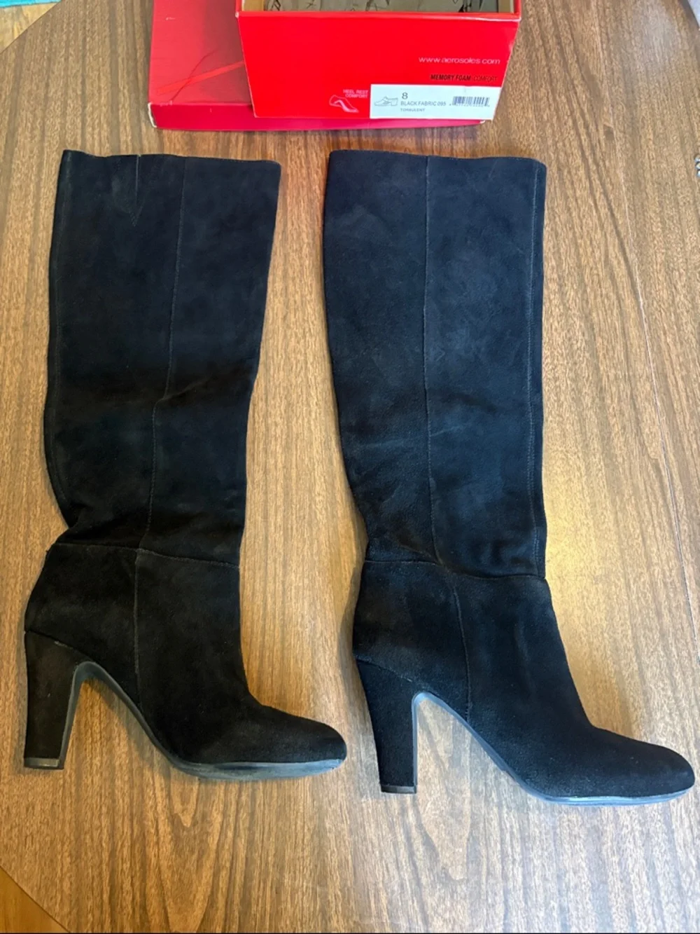 Jessica Simpson Size 8 Ference Black Suede Knee High Heel Boots